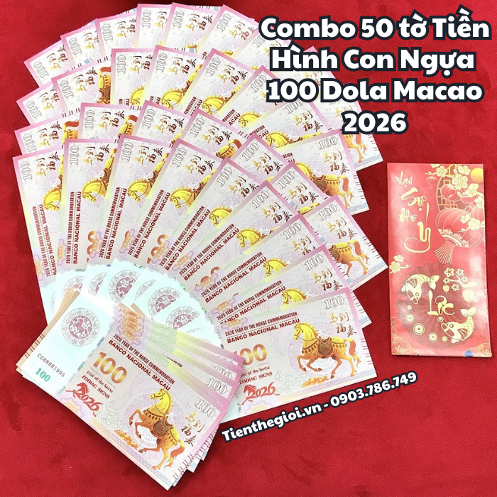 Tiền Lì Xì 100 Dola Macao Hình Con Ngựa 2026